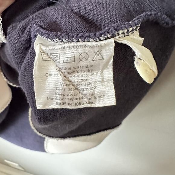 Vintage Burton Rugby Shirt Mens Large Navy Cream Stripe Crest Long Sleeve Y2K - Picture 15 of 16